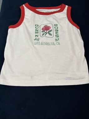 Guns N Roses Kids White & Red Rose Graphic Tank Top